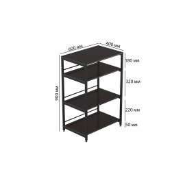 Стеллаж для кухни под микроволновку Kitchen K900 Ferrum-decor 900x600x400 Черный металл ДСП Венге Магия 16 мм (KITCH90003)