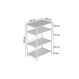 Стеллаж для кухни под микроволновку Kitchen K900 Ferrum-decor 900x600x400 Белый металл ДСП Белый 16 мм (KITCH90009)