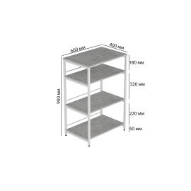 Стеллаж для кухни под микроволновку Kitchen K900 Ferrum-decor 900x600x400 Белый металл ДСП Бетон 16 мм (KITCH90015)