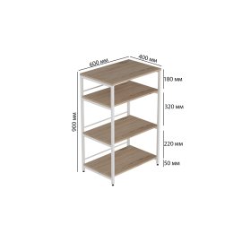 Стеллаж для кухни под микроволновку Kitchen K900 Ferrum-decor 900x600x400 Белый металл ДСП Дуб Сан-Марино 16 мм (KITCH90010)