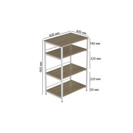 Стеллаж для кухни под микроволновку Kitchen K900 Ferrum-decor 900x600x400 Белый металл ДСП Дуб Сонома 16 мм (KITCH90012)