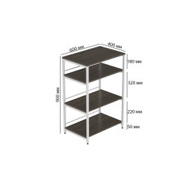 Стеллаж для кухни под микроволновку Kitchen K900 Ferrum-decor 900x600x400 Белый металл ДСП Дуб Сонома Трюфель 16 мм (KITCH90013)