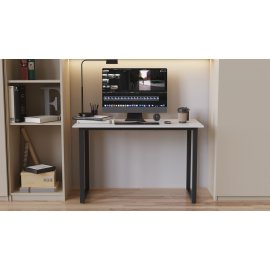 Стіл письмовий Кнап 2 Ferrum-decor 750x1000x600 Чорний метал ДСП Білий 16 мм (KNAP2001)