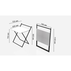 Стол трансформер Компакт 1 Ferrum-decor 750x790x720 Черный металл ДСП Белое 16 мм (KOM101)