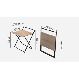 Стіл трансформер Компакт 1 Ferrum-decor 750x790x720 Чорний метал ДСП Дуб Сонома 16 мм (KOM104)