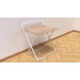 Стол трансформер Компакт 1 Ferrum-decor 750x790x720 Белый металл ДСП Дуб Сонома 16 мм (KOM111)