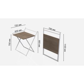 Стіл трансформер Компакт 1 Ferrum-decor 750x790x720 Білий метал ДСП Дуб Сонома Трюфель 16 мм (KOM112)