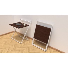 Стол трансформер Компакт 1 Ferrum-decor 750x790x720 Белый металл ДСП Венге Магия 16 мм (KOM110)