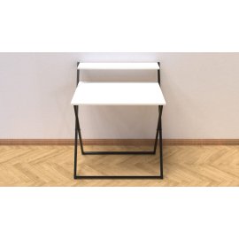 Стол трансформер Компакт 2 Ferrum-decor 750x790x720 Черный металл ДСП Белый 16 мм (KOM201)