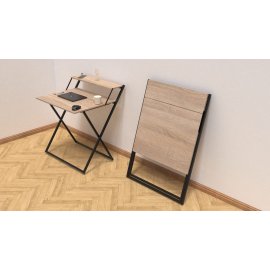 Стіл трансформер Компакт 2 Ferrum-decor 750x790x720 Чорний метал ДСП Дуб Сонома 16 мм (KOM204)