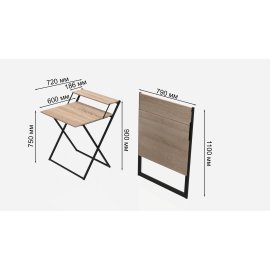 Стіл трансформер Компакт 2 Ferrum-decor 750x790x720 Чорний метал ДСП Дуб Сонома 16 мм (KOM204)
