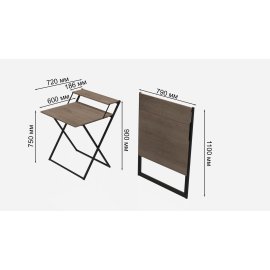 Стіл трансформер Компакт 2 Ferrum-decor 750x790x720 Чорний метал ДСП Дуб Сонома Трюфель 16 мм (KOM205)
