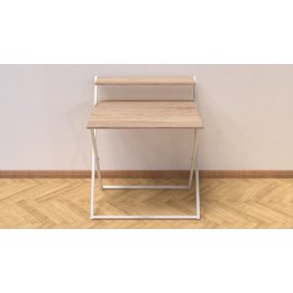 Стол трансформер Компакт 2 Ferrum-decor 750x790x720 Белый металл ДСП Дуб Сонома 16 мм (KOM211)