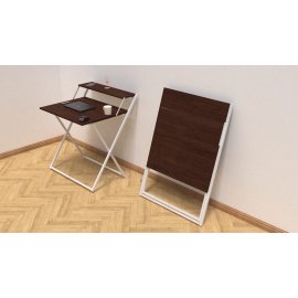 Стол трансформер Компакт 2 Ferrum-decor 750x790x720 Белый металл ДСП Венге Магия 16 мм (KOM210)