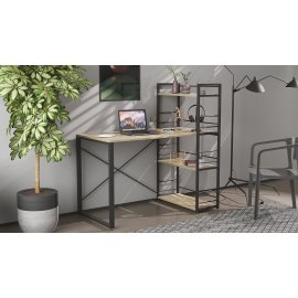 Письменный стол Ferrum-decor Серии Конект c этажеркой 75x120x600 черный ДСП Дуб Сонома 16мм