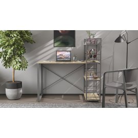 Письменный стол Ferrum-decor Серии Конект c этажеркой 75x120x600 серый ДСП Дуб Сонома 16мм