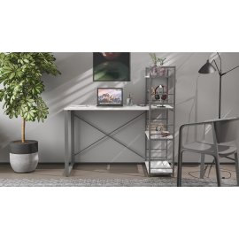 Письменный стол Ferrum-decor Серии Конект c этажеркой 75x120x600 серый ДСП Белое 16мм