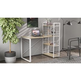 Письменный стол Ferrum-decor Серии Конект c этажеркой 75x120x600 белый ДСП Дуб Сонома 16мм