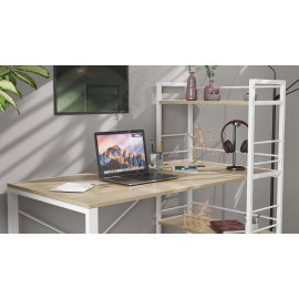 Письмовий стіл Ferrum-decor Серії Конект c етажеркою 75x120x60 білий ДСП Дуб Сонома 16мм (XK00190)