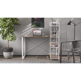 Письменный стол Ferrum-decor Серии Конект c этажеркой 75x120x600 белый ДСП Дуб Сонома Трюфель 16мм