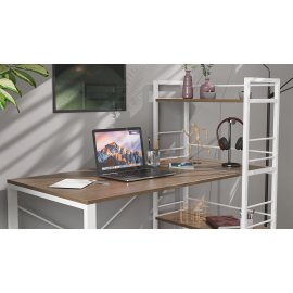 Письменный стол Ferrum-decor Серии Конект c этажеркой 75x120x600 белый ДСП Дуб Сонома Трюфель 16мм