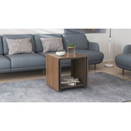 Стол журнальный трансформер Куб Комбо Ferrum-decor 540x532x500 Черный металл ДСП Дуб Сонома Трюфель 16 мм (KUB005)