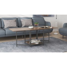 Стол журнальный трансформер Куб Комбо Ferrum-decor 540x532x500 Черный металл ДСП Дуб Сонома Трюфель 16 мм (KUB005)