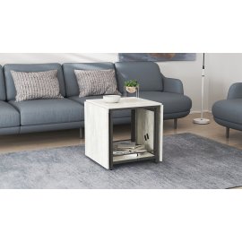 Стол журнальный трансформер Куб Комбо Ferrum-decor 540x532x500 Черный металл ДСП Бетон 16 мм (KUB007)