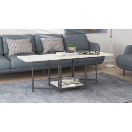 Стол журнальный трансформер Куб Комбо Ferrum-decor 540x532x500 Черный металл ДСП Бетон 16 мм (KUB007)