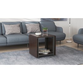 Стол журнальный трансформер Куб Комбо Ferrum-decor 540x532x500 Черный металл ДСП Венге Магия 16 мм (KUB003)