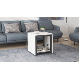 Стол журнальный трансформер Куб Комбо Ferrum-decor 540x532x500 Черный металл ДСП Белый 16 мм (KUB001)