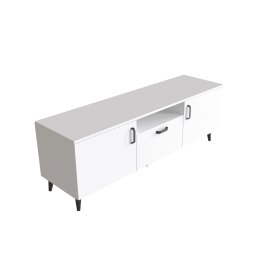 Тумба Лэстер на конусных ножках Ferrum-decor 48x139x38 Черный металл ДСП Белый 16 мм (LEST106)