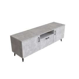 Тумба Лэстер на конусних ніжках Ferrum-decor 48x139x38 Чорний метал ДСП Бетон 16 мм (LEST100)