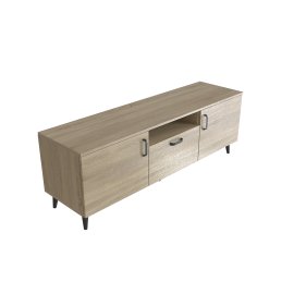 Тумба Лэстер на конусних ніжках Ferrum-decor 48x139x38 Чорний метал ДСП Дуб Сонома 16 мм (LEST103)
