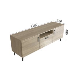 Тумба Лэстер на конусних ніжках Ferrum-decor 48x139x38 Чорний метал ДСП Дуб Сонома 16 мм (LEST103)