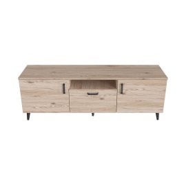 Тумба Лэстер на конусных ножках Ferrum-decor 48x139x38 Черный металл ДСП Дуб Сан-Марино 16 мм (LEST105)