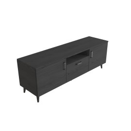 Тумба Лэстер на конусних ніжках Ferrum-decor 48x139x38 Чорний метал ДСП Сосна Кембра 16 мм (LEST101)