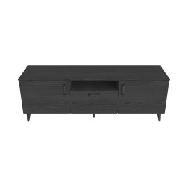 Тумба Лэстер на конусних ніжках Ferrum-decor 48x139x38 Чорний метал ДСП Сосна Кембра 16 мм (LEST101)