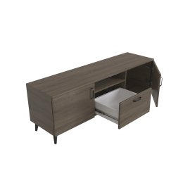 Тумба Лэстер на конусных ножках Ferrum-decor 48x139x38 Черный металл ДСП Дуб Сонома Трюфель 16 мм (LEST104)