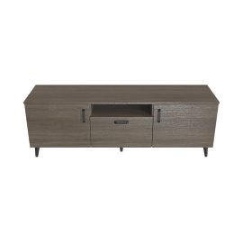 Тумба Лэстер на конусных ножках Ferrum-decor 48x139x38 Черный металл ДСП Дуб Сонома Трюфель 16 мм (LEST104)