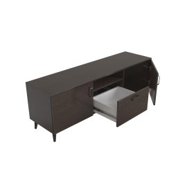 Тумба Лэстер на конусних ніжках Ferrum-decor 48x139x38 Чорний метал ДСП Венге Магія 16 мм (LEST102)