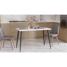 Стіл кухонний Марсель 50 Ferrum-decor 75x120x60 Чорний метал ДСП Білий 32 мм (MAR5006)