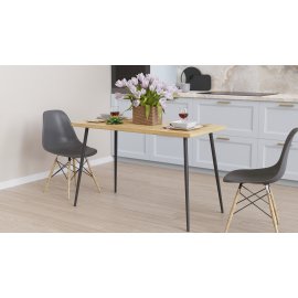 Стол кухонный Марсель 40 Ferrum-decor 75x120x60 Черный металл ДСП Дуб Артизан 16 мм (MAR4007)
