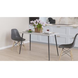 Стол кухонный Марсель 40 Ferrum-decor 75x120x60 Черный металл ДСП Бетон 16 мм (MAR4000)