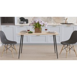 Стол кухонный Марсель 40 Ferrum-decor 75x120x60 Черный металл ДСП Дуб Сан-Марино 16 мм (MAR4005)