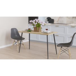 Стол кухонный Марсель 40 Ferrum-decor 75x120x70 Черный металл ДСП Дуб Сонома 16 мм (MAR4011)