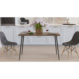 Стол кухонный Марсель 40 Ferrum-decor 75x120x60 Черный металл ДСП Дуб Сонома Трюфель 16 мм (MAR4004)