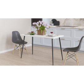 Стол кухонный Марсель 40 Ferrum-decor 75x120x60 Черный металл ДСП Белый 16 мм (MAR4006)