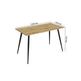 Стол кухонный Марсель 40 Ferrum-decor 75x120x70 Черный металл ДСП Дуб Артизан 16 мм (MAR4015)
