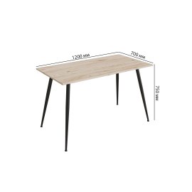 Стол кухонный Марсель 40 Ferrum-decor 75x120x70 Черный металл ДСП Дуб Сан-Марино 16 мм (MAR4013)